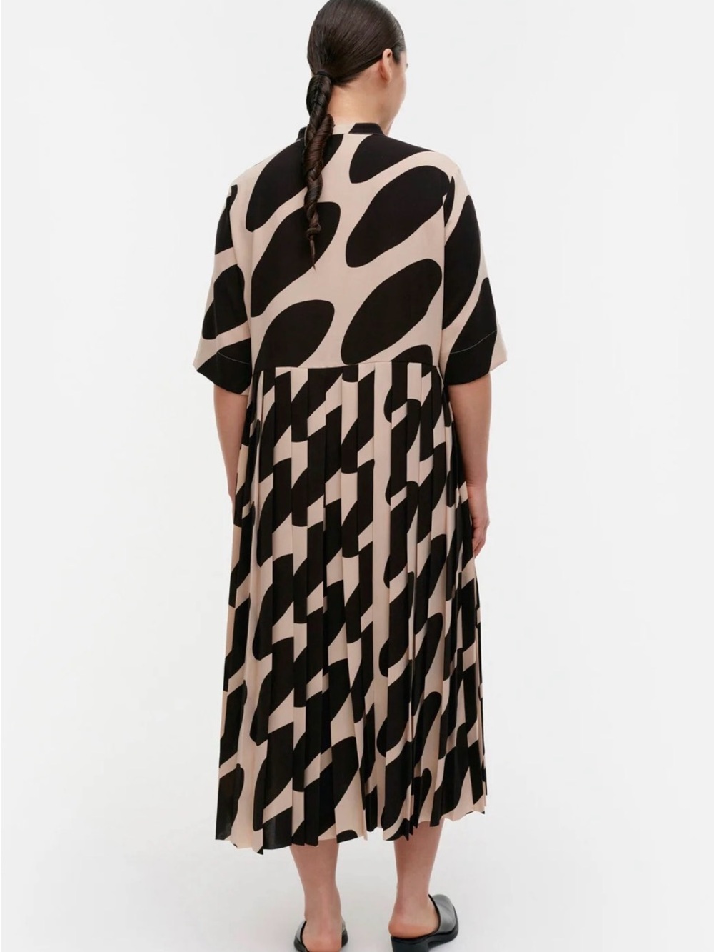 Marimekko Beige and Black Abstract Midi Shirt Dress - Picture 3 of 7